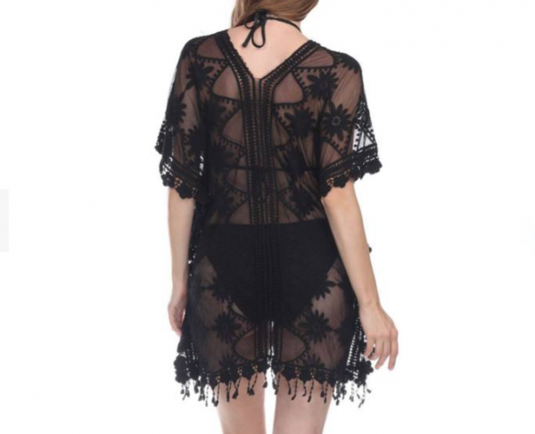 Rose Sheer Black Cover Up